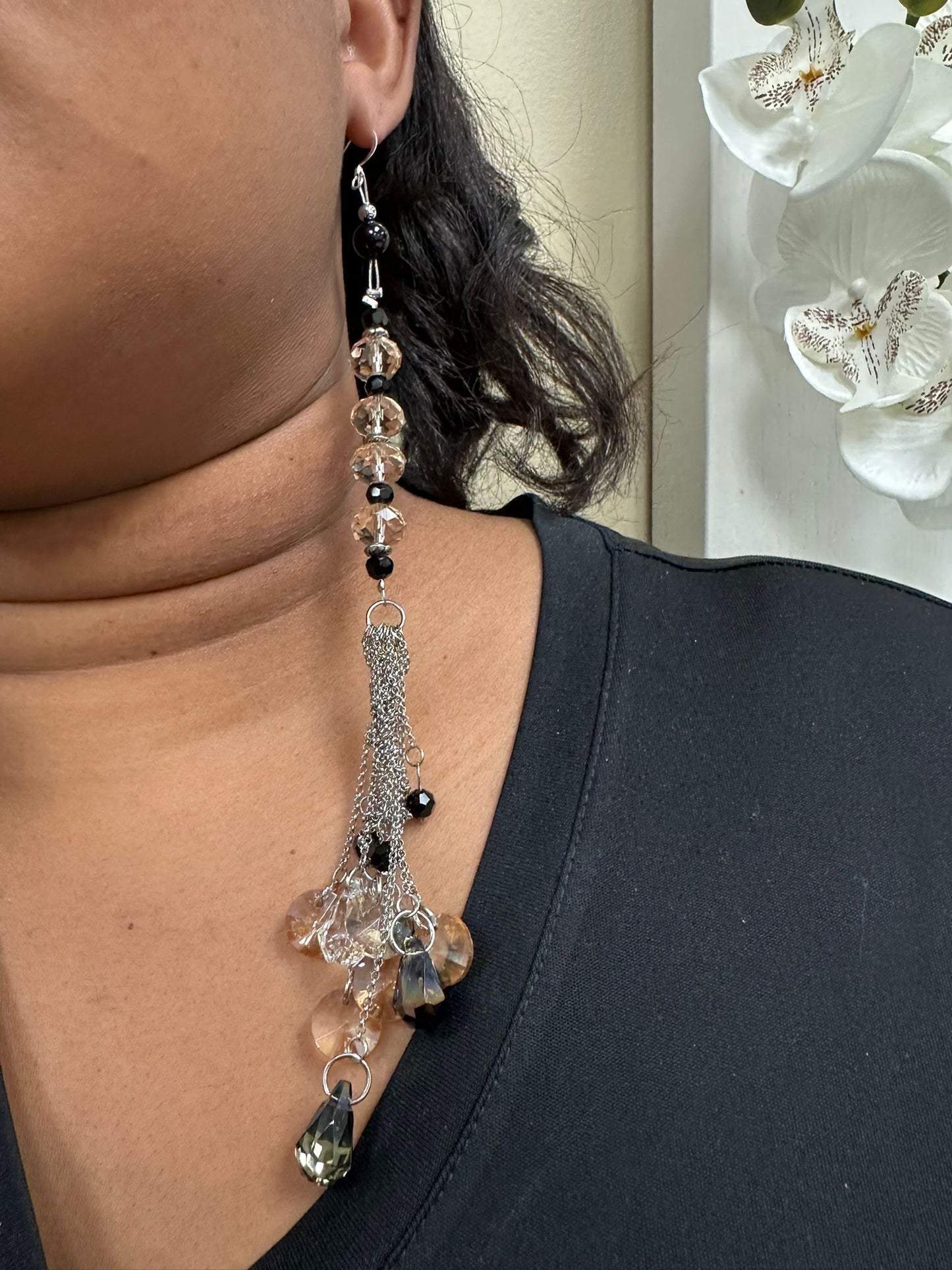 Ball drop beaded statement earrings