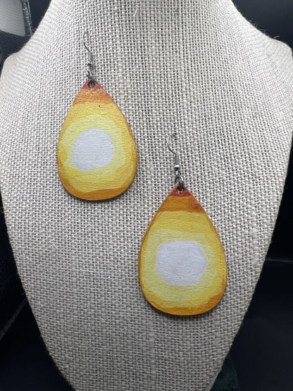 Hand painted sunshine wooden earrings