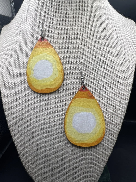 Hand painted sunshine wooden earrings