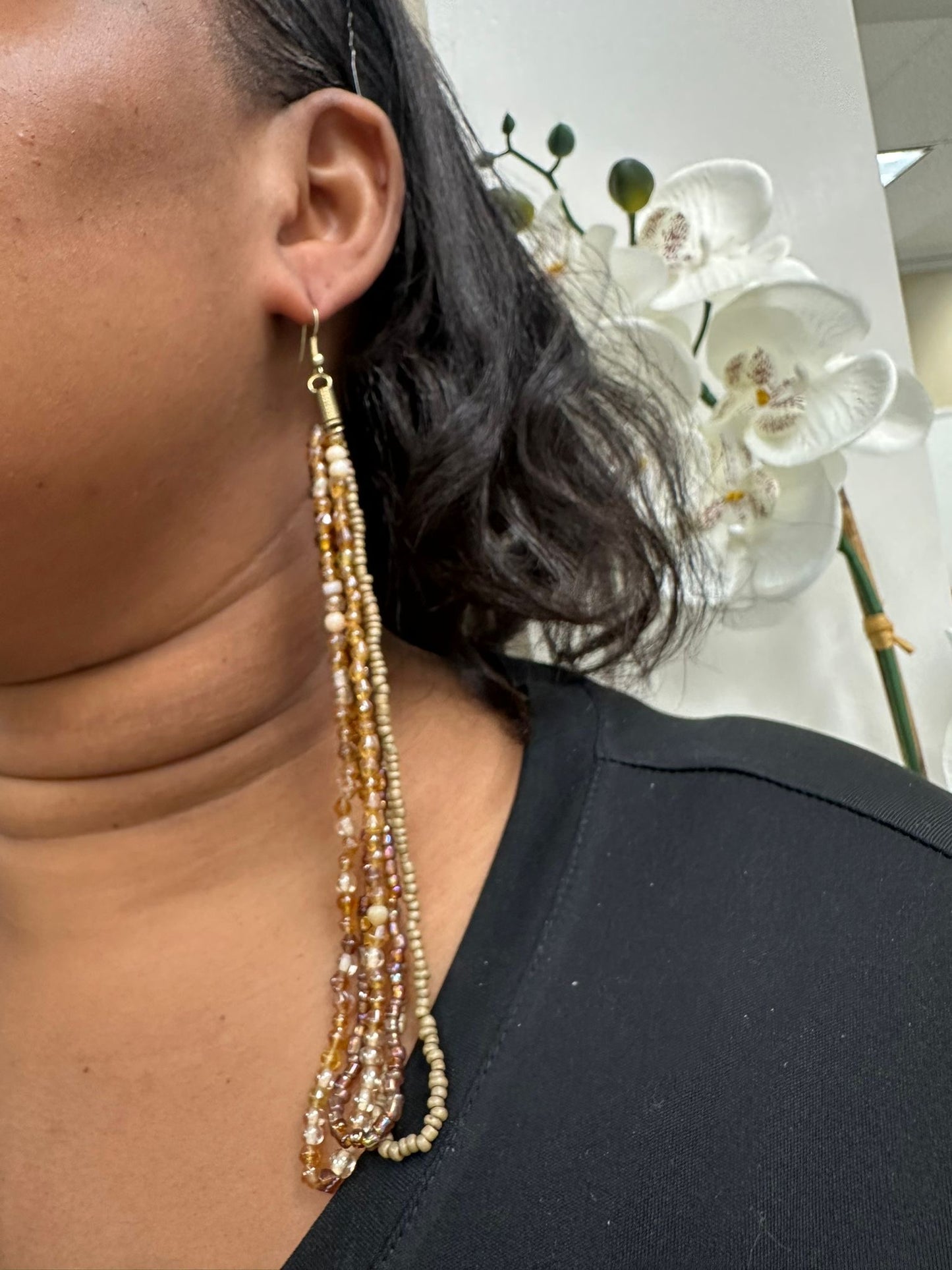 Ball drop beaded statement earrings