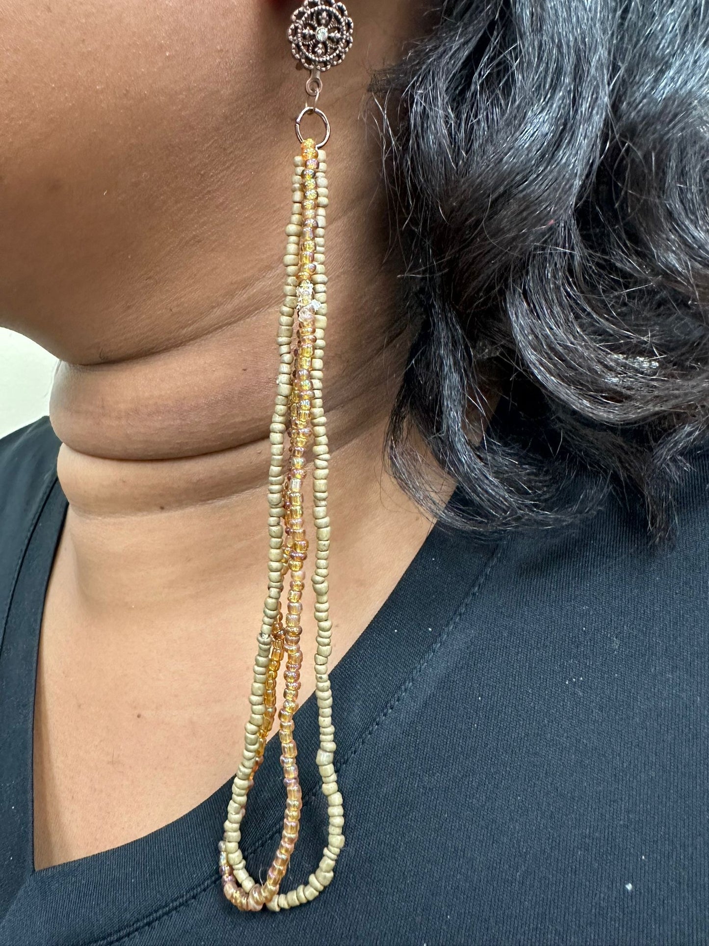 Ball drop beaded statement earrings