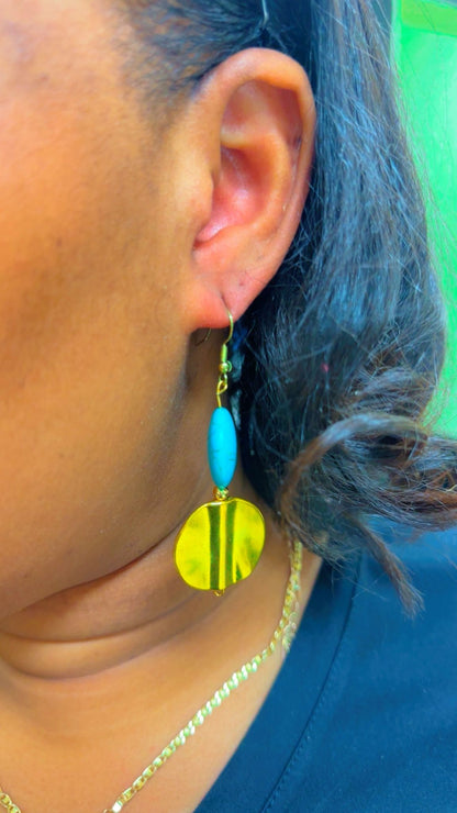 Turquoise and gold bracelet and earring set