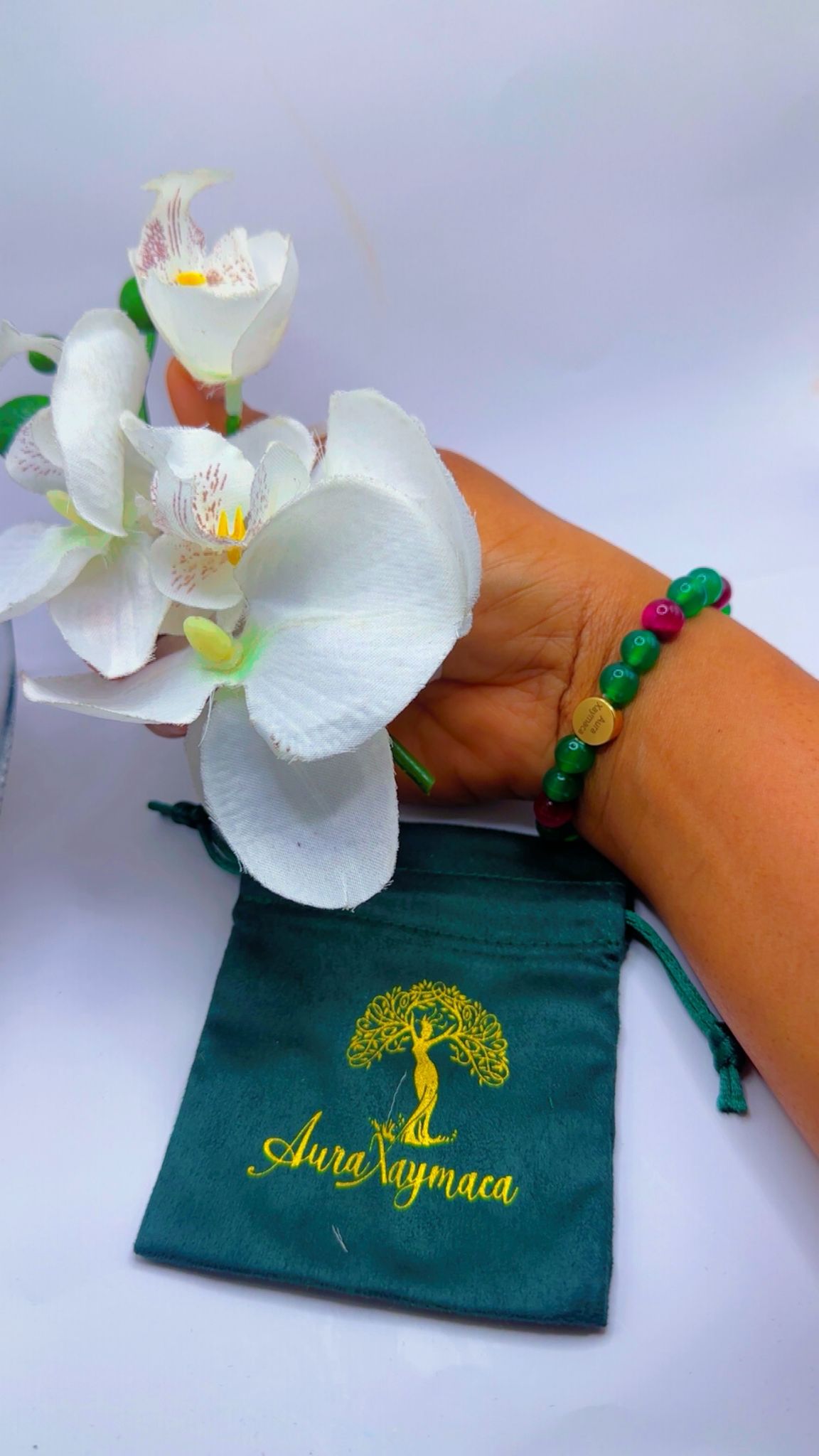 6 inch Green Agate and Pink Tigers eye bracelet