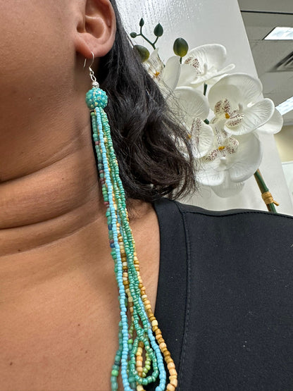 Ball drop beaded statement earrings