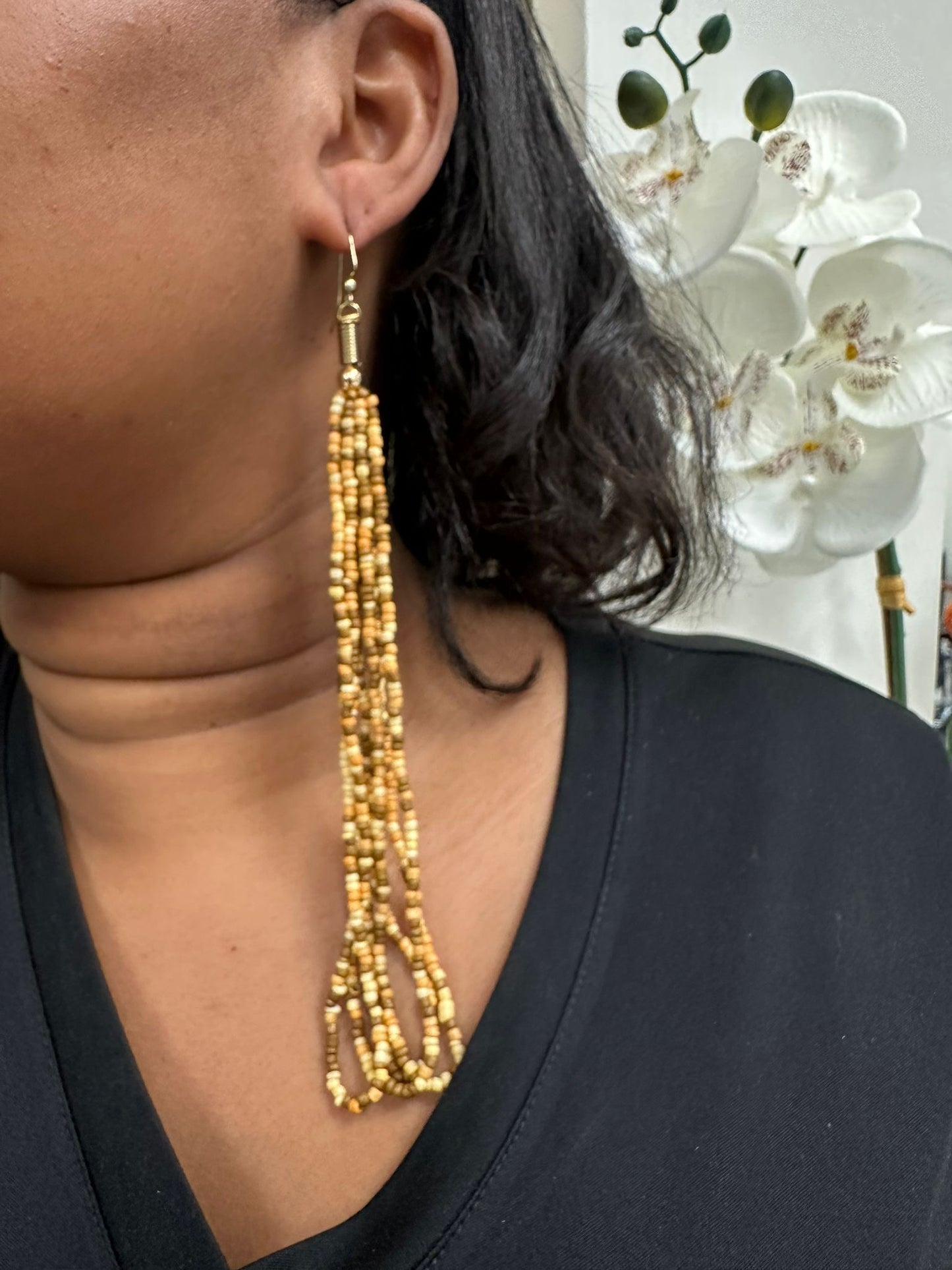 Ball drop beaded statement earrings