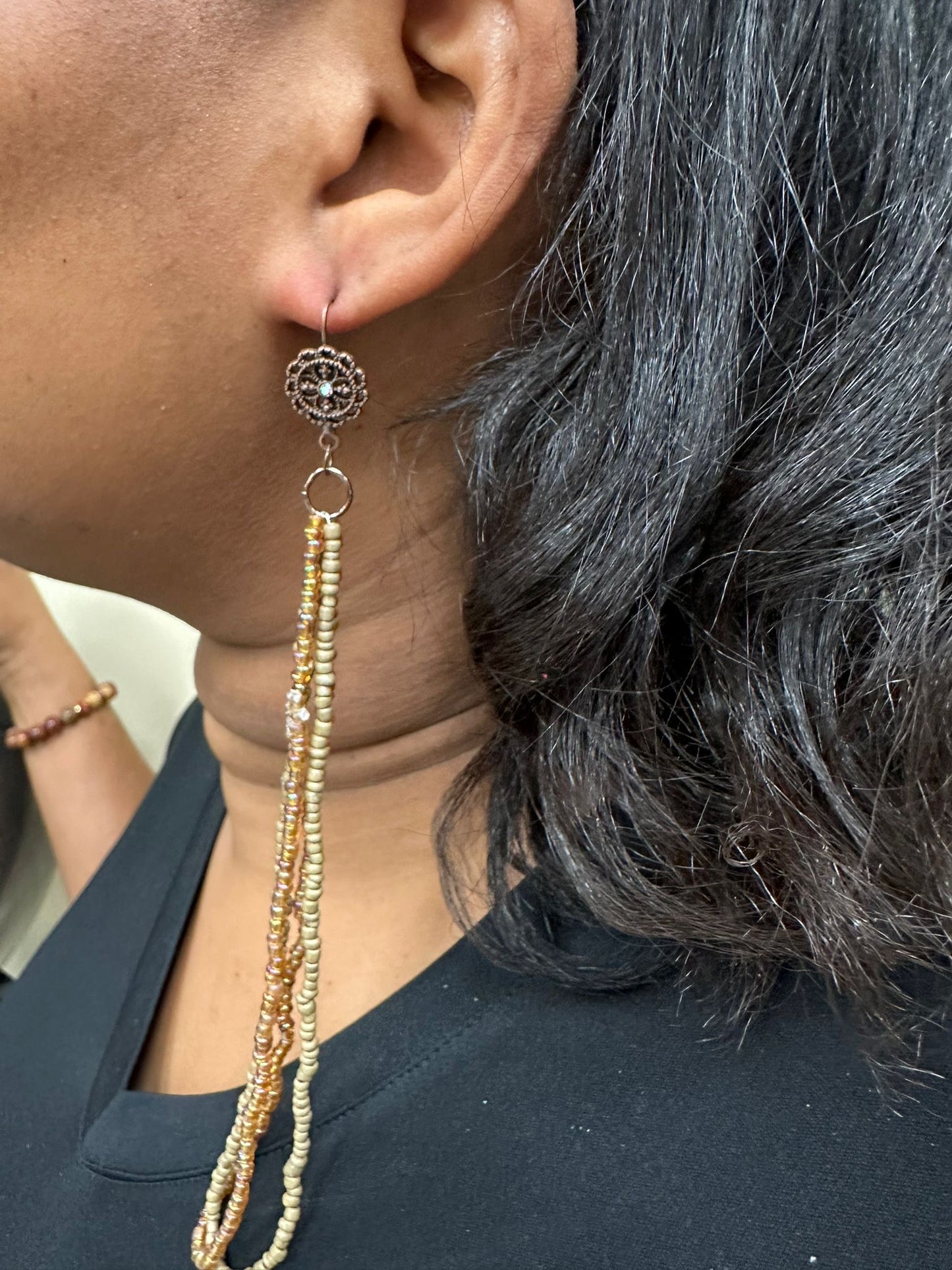 Ball drop beaded statement earrings