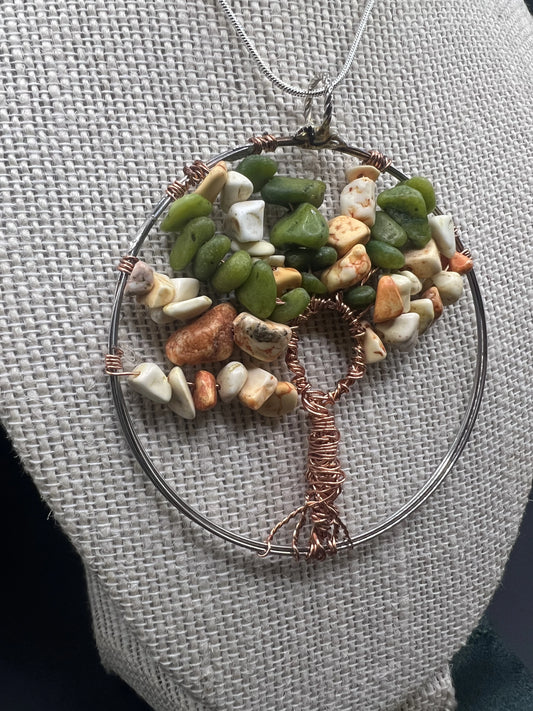 22 inch silver tone Necklace with 2.5in wide tree of life pendant