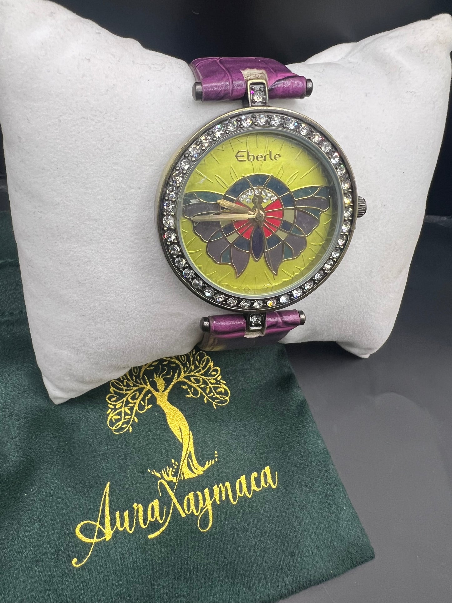 Eberle Purple Band Watch with Crystal Accents