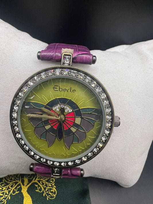 Eberle Purple Band Watch with Crystal Accents