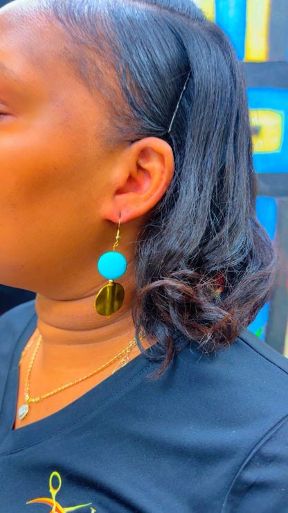 Turquoise and gold bracelet and earring set