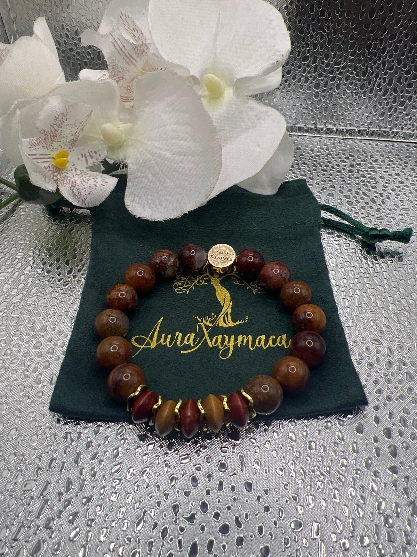 Agua Nueva Agate & wood Beaded Bracelet 6.75’
