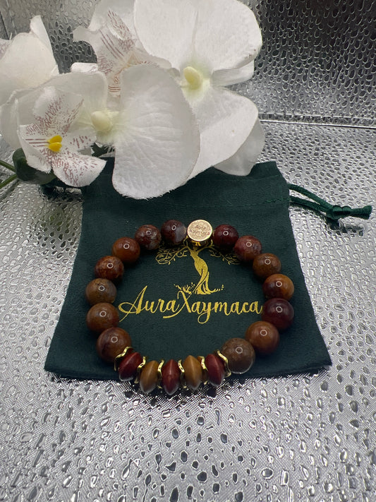 Agua Nueva Agate & wood Beaded Bracelet 6.75’