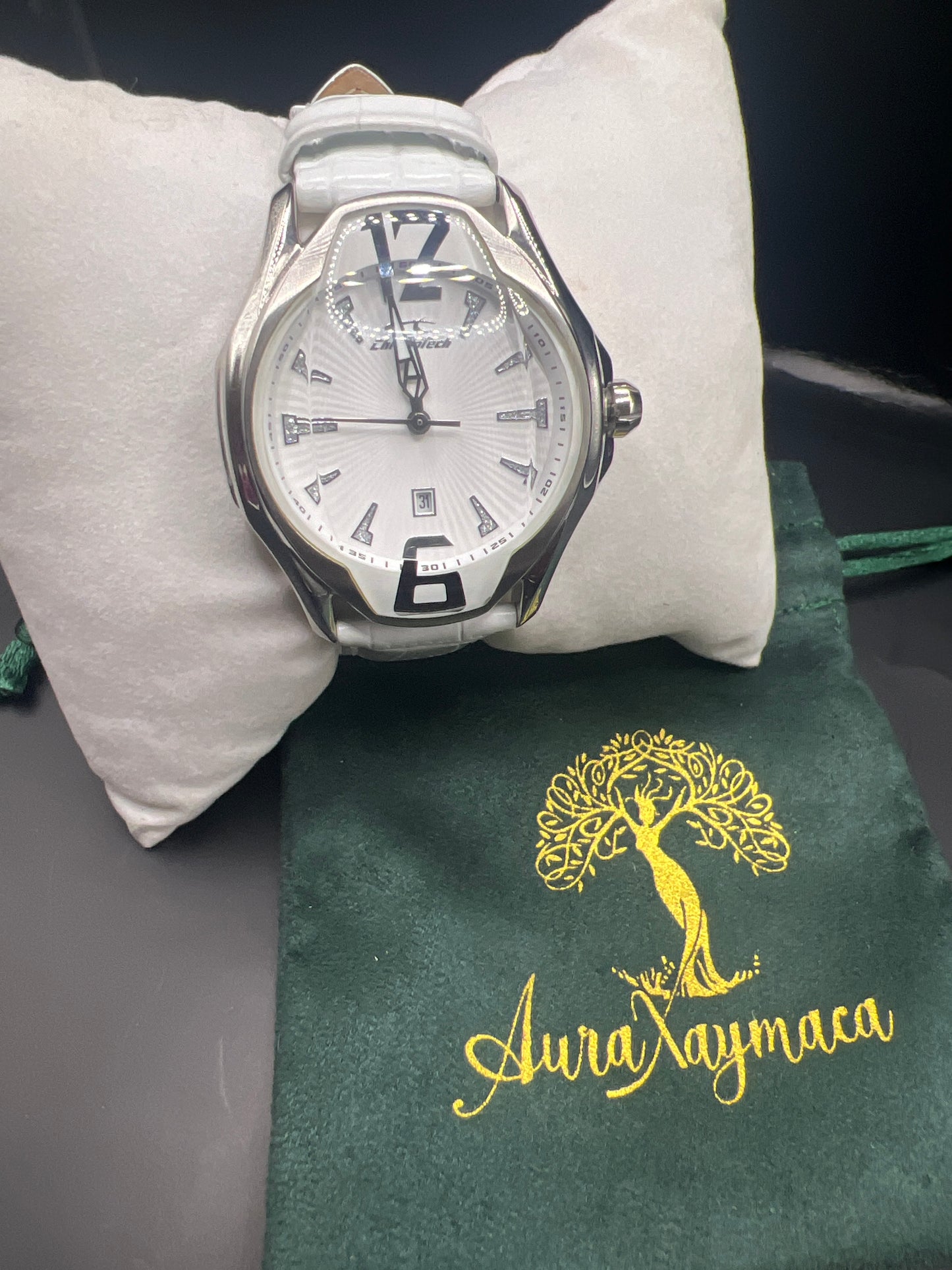 Chronotech White Leather Band Watch