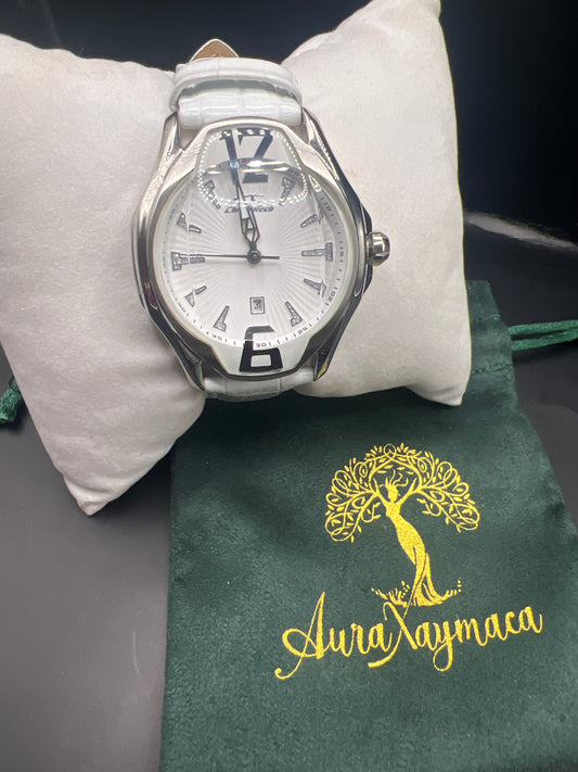 Chronotech White Leather Band Watch